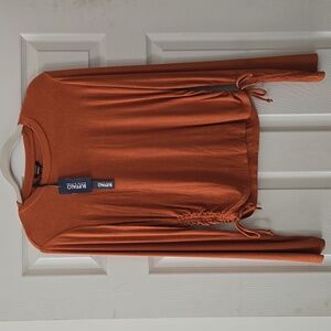 NWT Buffalo David Bitton Ribbed Cinched Sides Burnt Orange Longsleeve